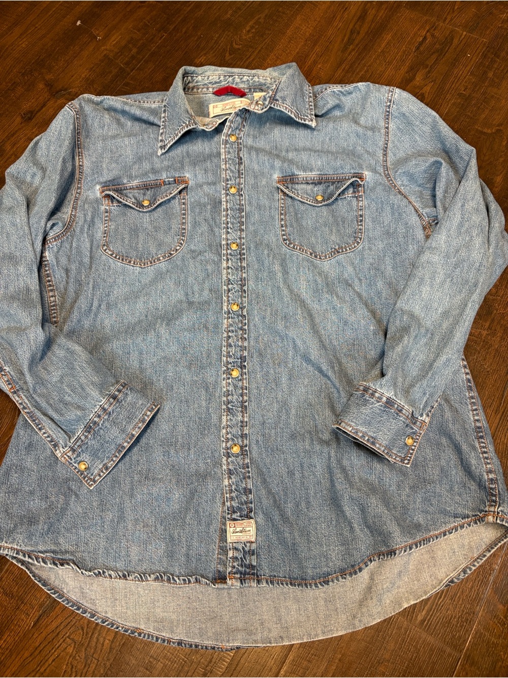 Levi Strauss Signature Men's Blue Denim Solid Long Sleeve Button-Up Shirt L